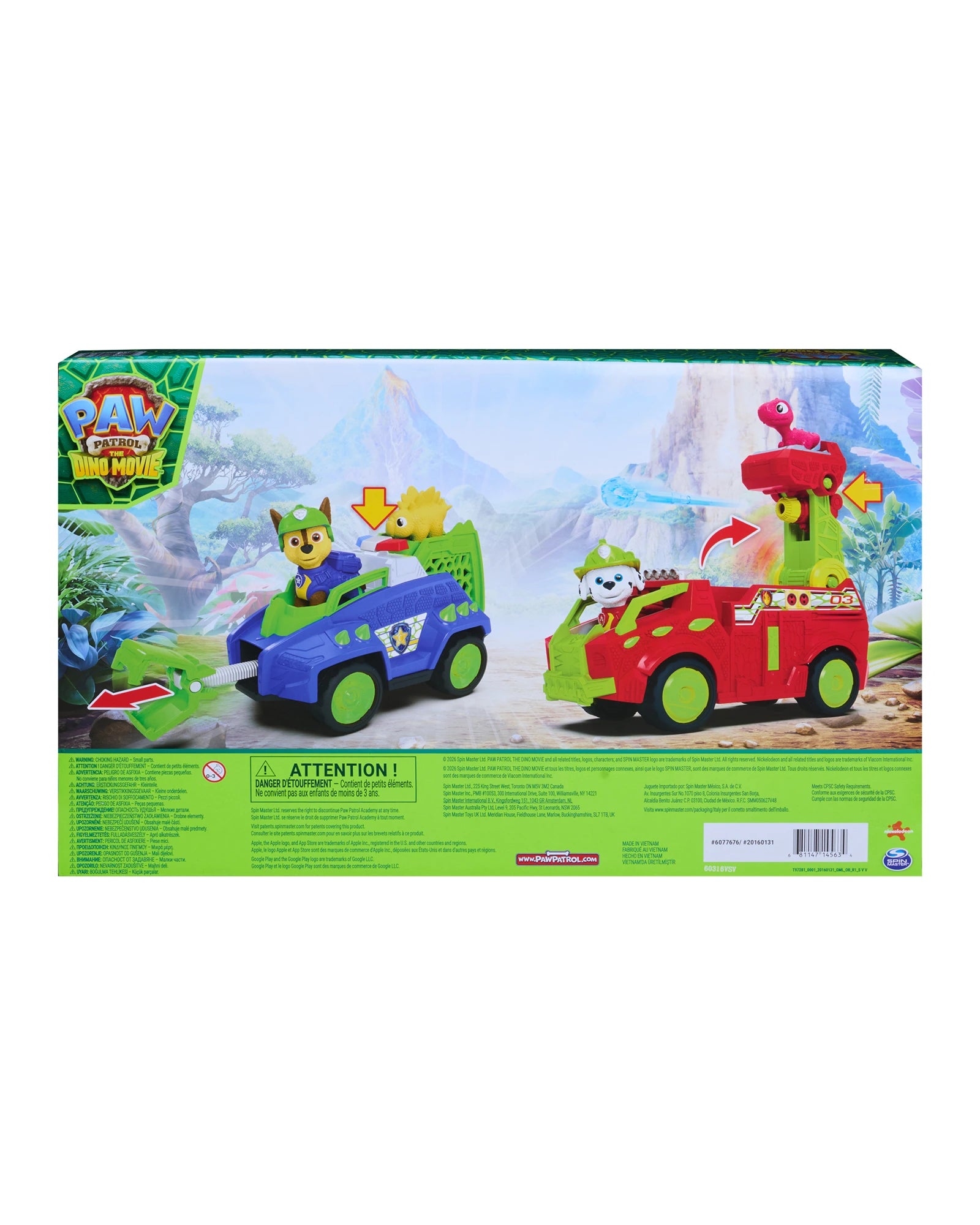 PAW Patrol The Dino Movie Themed Vehicle 2pk