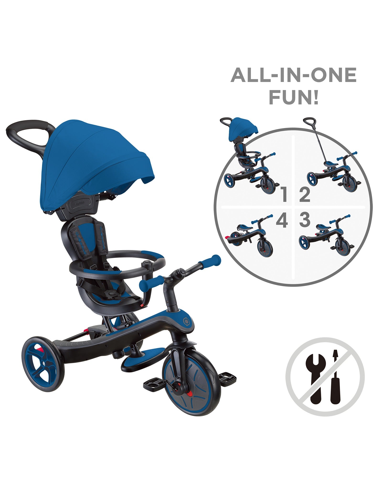 Globber EXPLORER TRIKE 4 in 1 Royal Blue