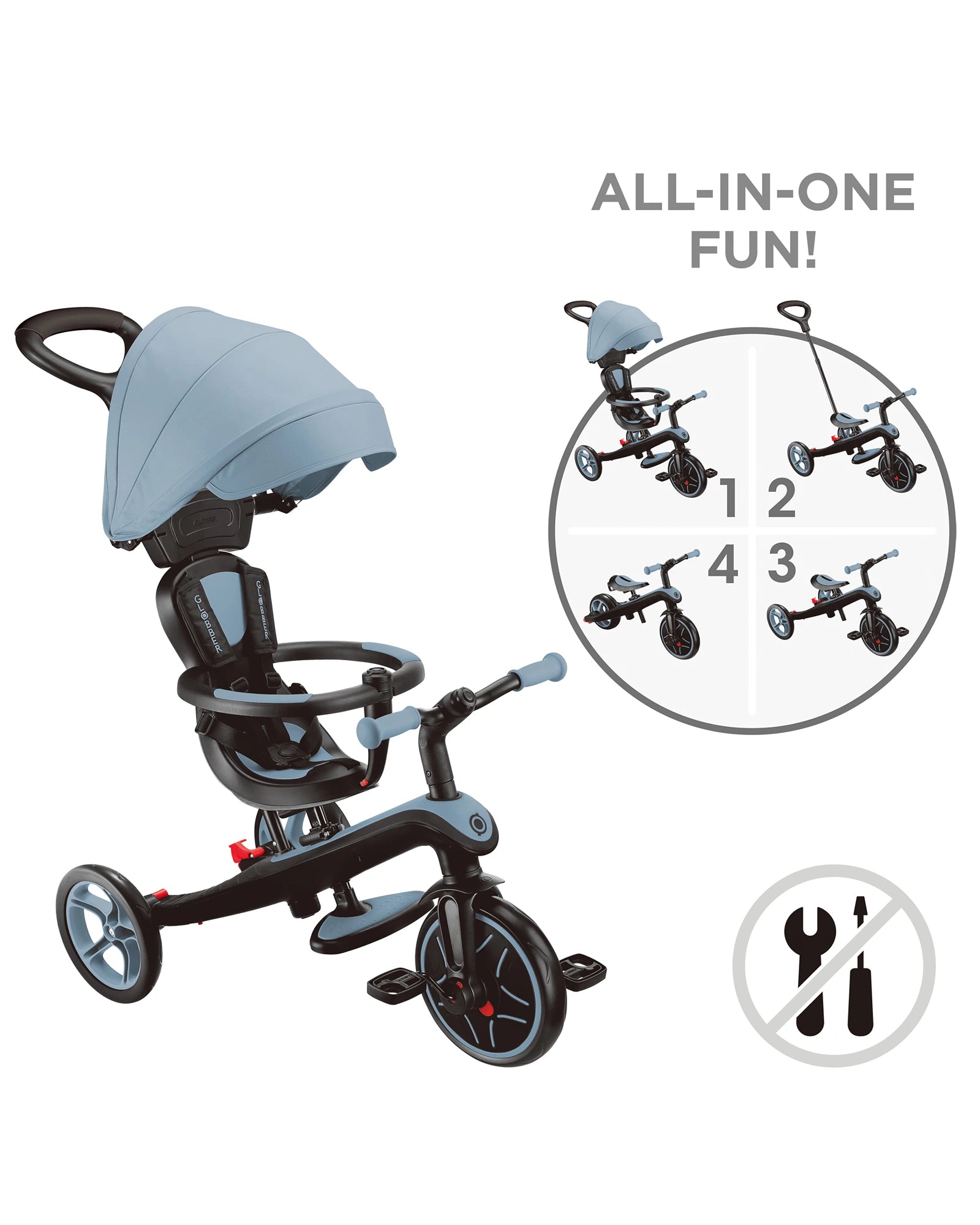 Globber Explorer Trike 4in1 - Ash Blue