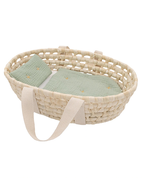 Woven Dolls Moses Basket Set Sage