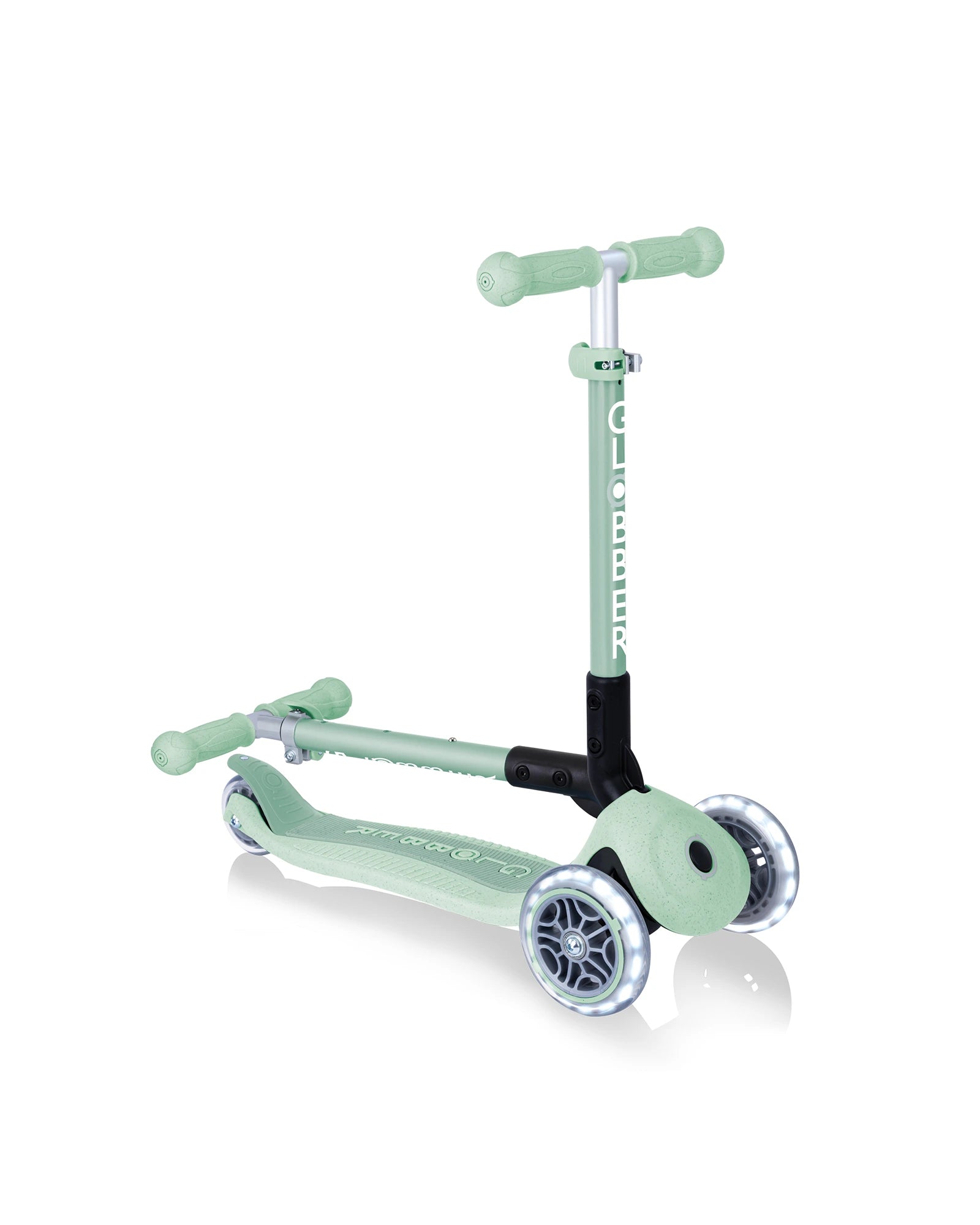 Globber ECOLOGIC JUNIOR Foldable Scooter Lights Pistachio
