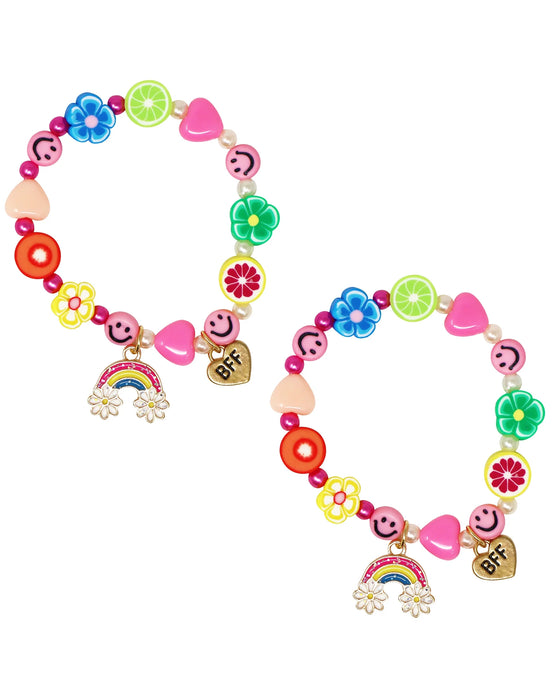 Pink Poppy Bracelet Rainbow Jewelled Heart