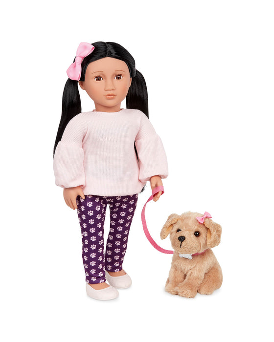 Our Generation Doll with Pet Dog, Jin & Charm