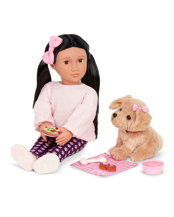 Our Generation Doll with Pet Dog, Jin & Charm