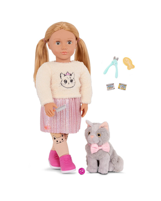 Our Generation Doll with Pet Kitten, Sheela & Sammy