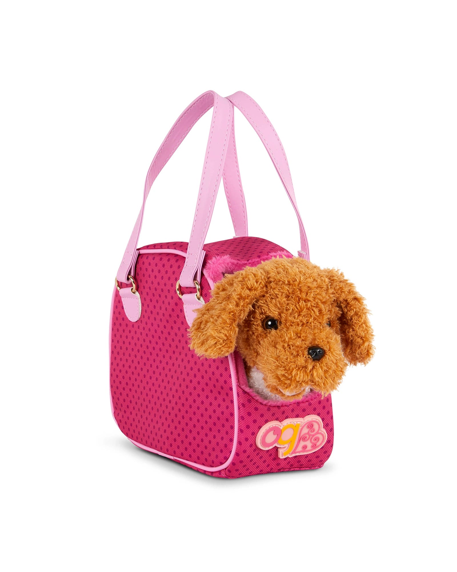 6" Standing Poodle Plush Pup with Carrier