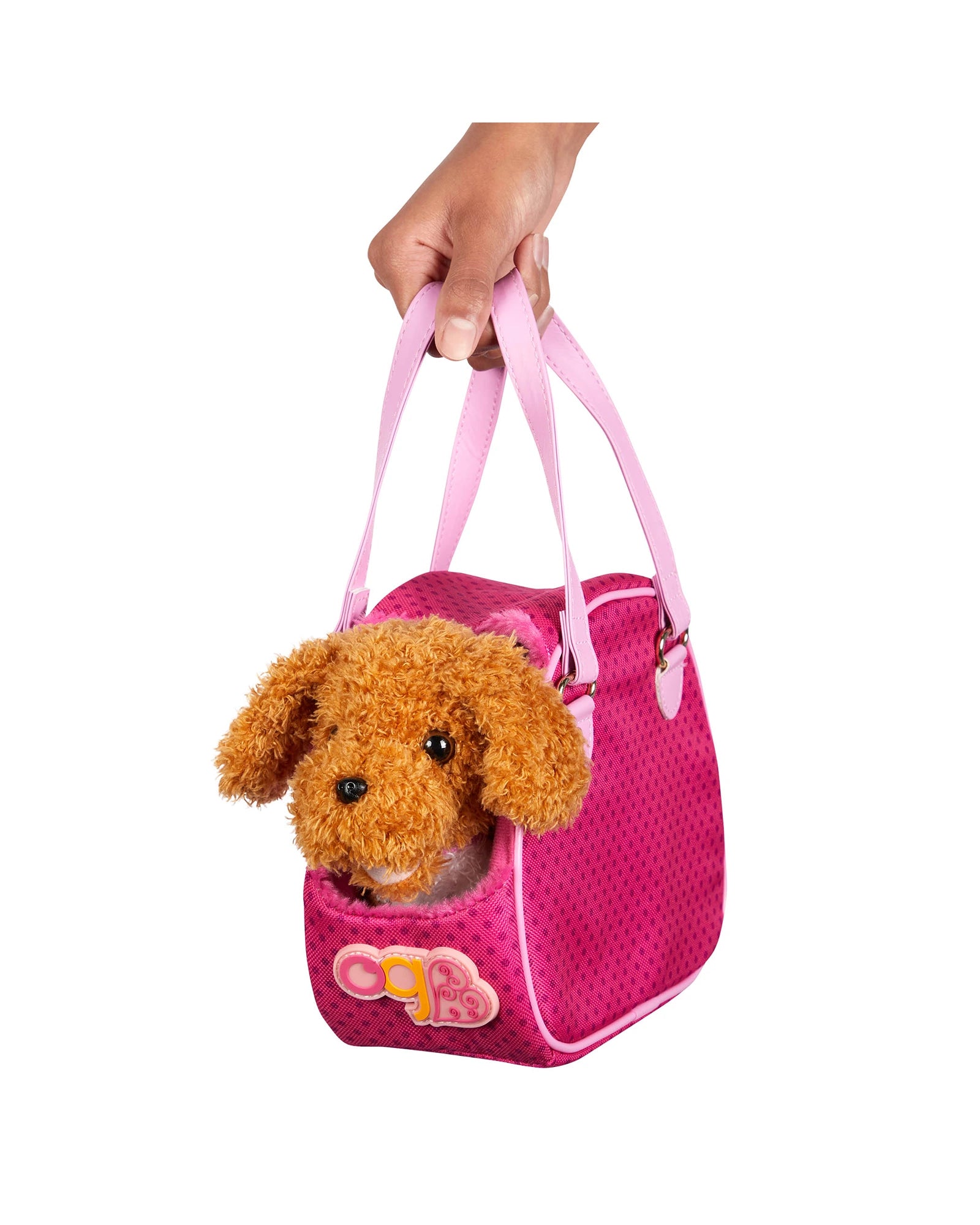 6" Standing Poodle Plush Pup with Carrier