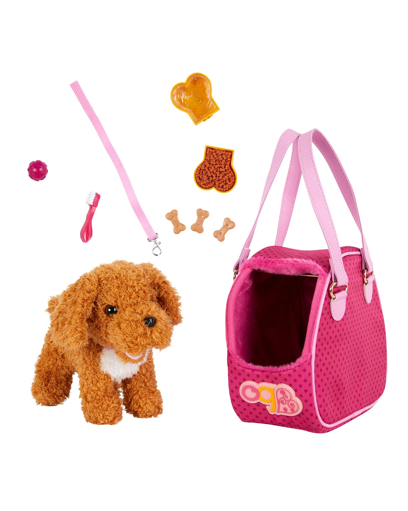 6" Standing Poodle Plush Pup with Carrier
