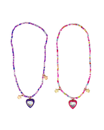 BFF Sparkle Heart Bestie Necklace Set
