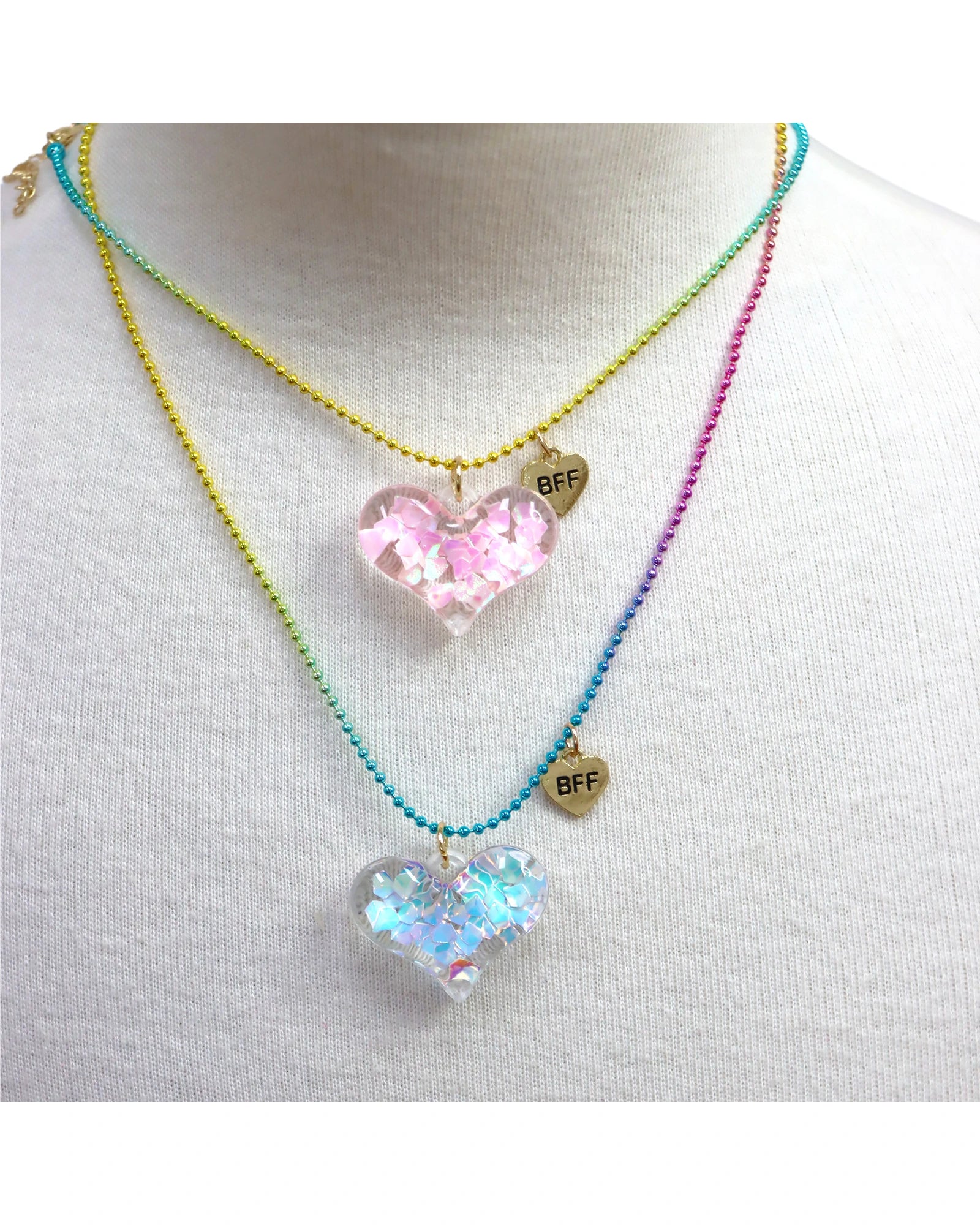 BFF Confetti Heart Necklace Set