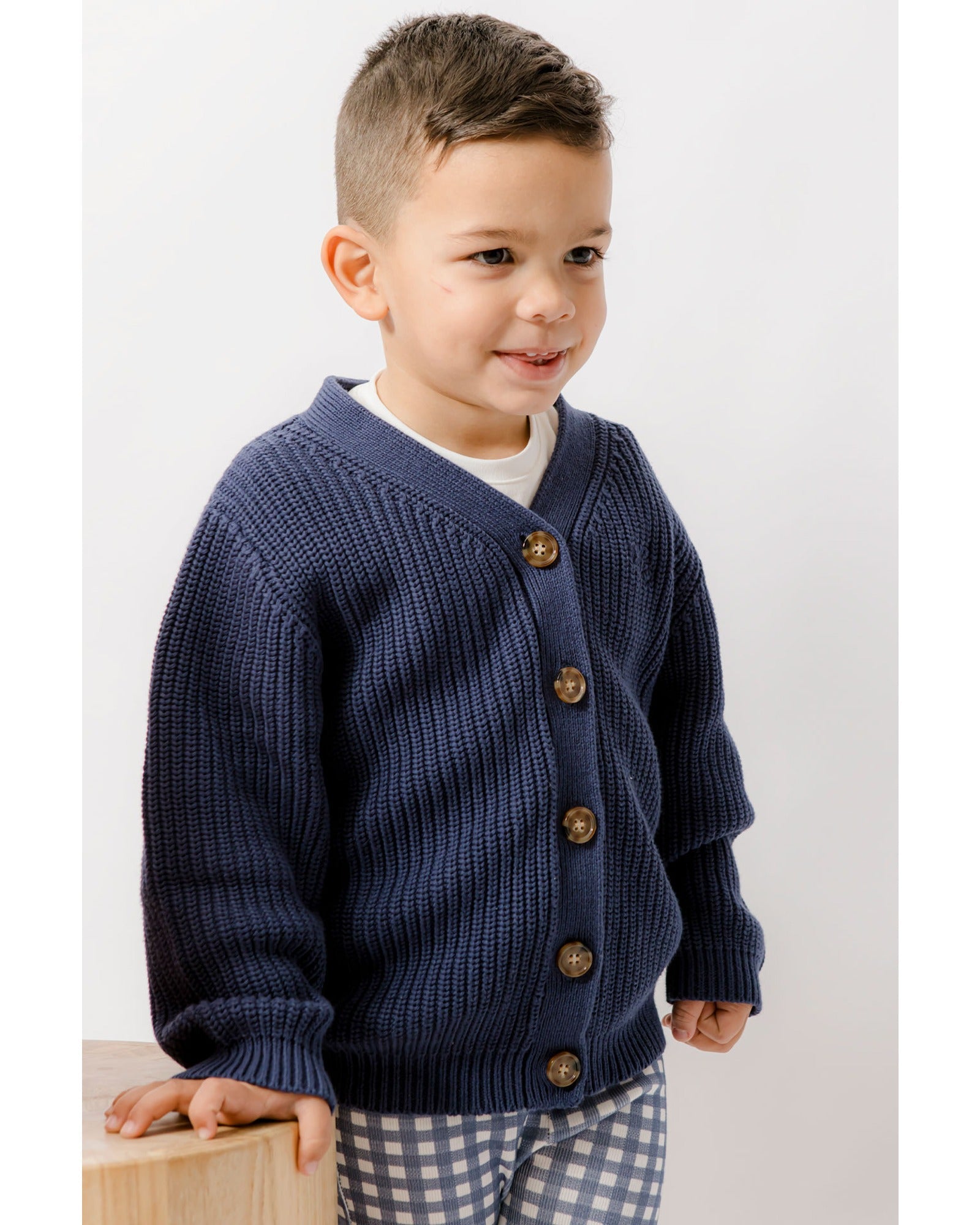Homegrown Organic Chunky Knit Cardigan Navy