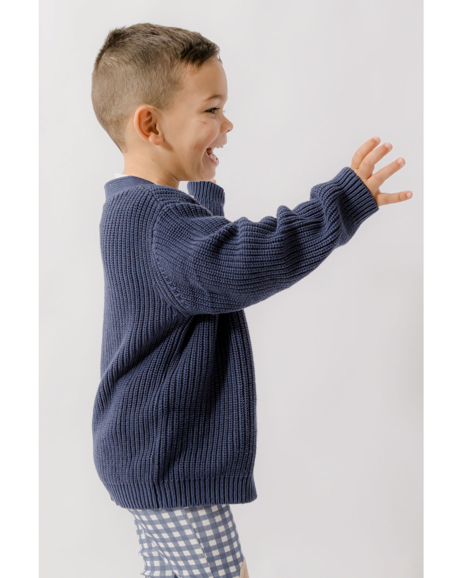Homegrown Organic Chunky Knit Cardigan Navy