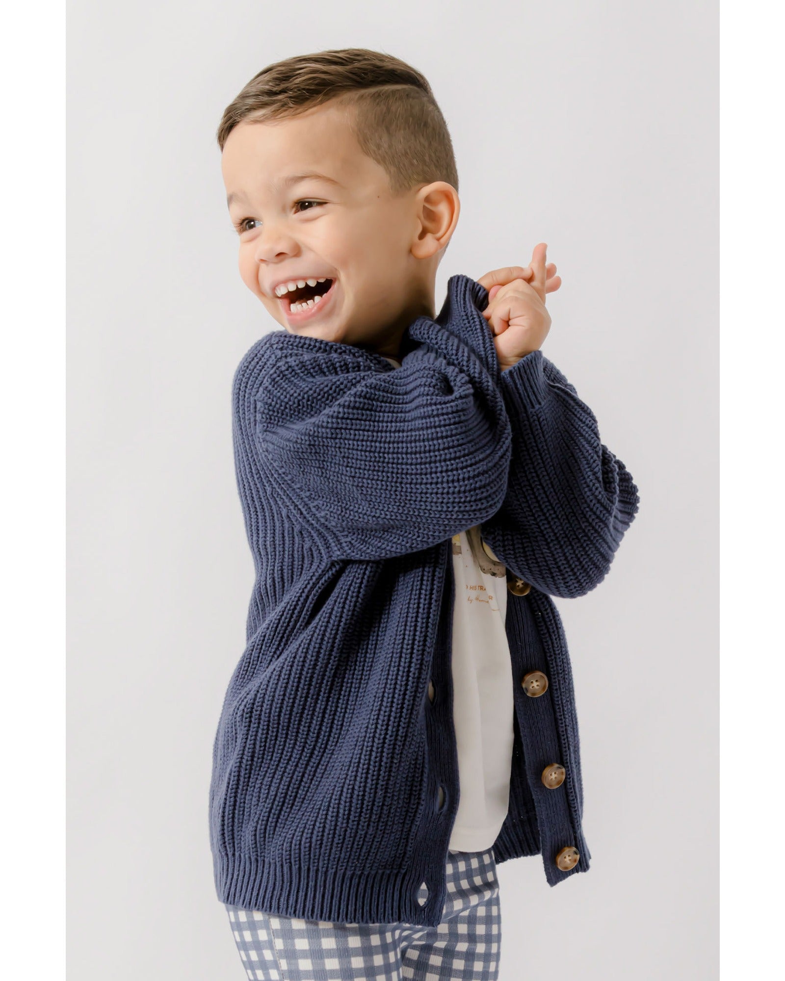 Homegrown Organic Chunky Knit Cardigan Navy