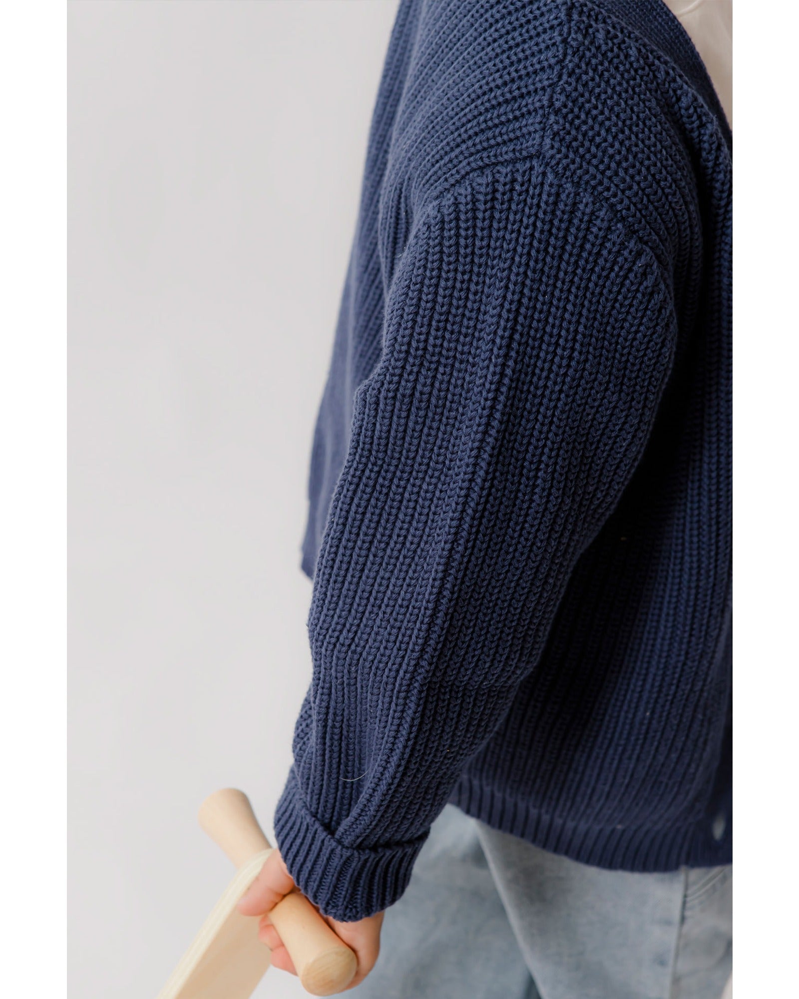 Homegrown Organic Chunky Knit Cardigan Navy