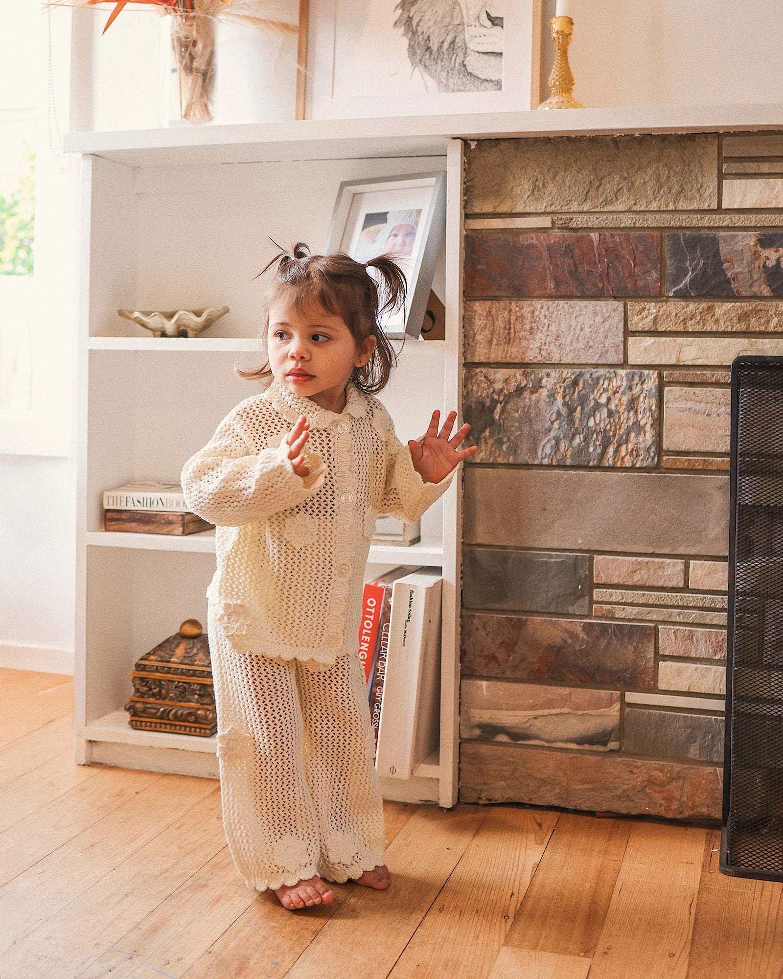 Kynd Baby Knit Crochet Daisy Cardigan Vanilla - Size 0