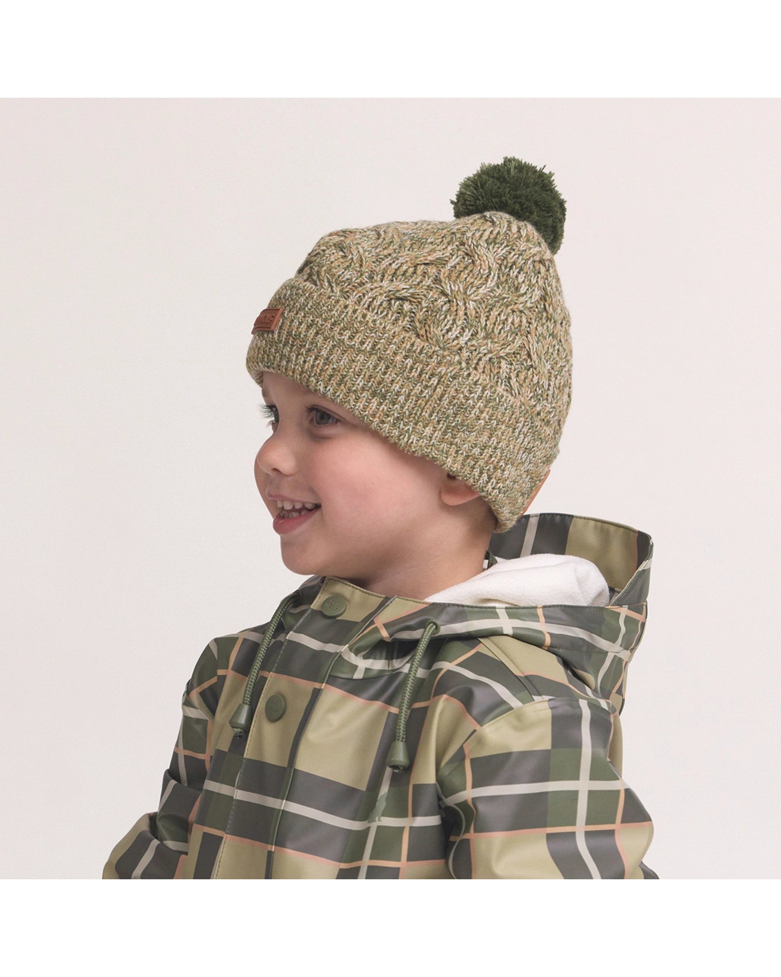 Pom Pom Beanie Olive Speckle