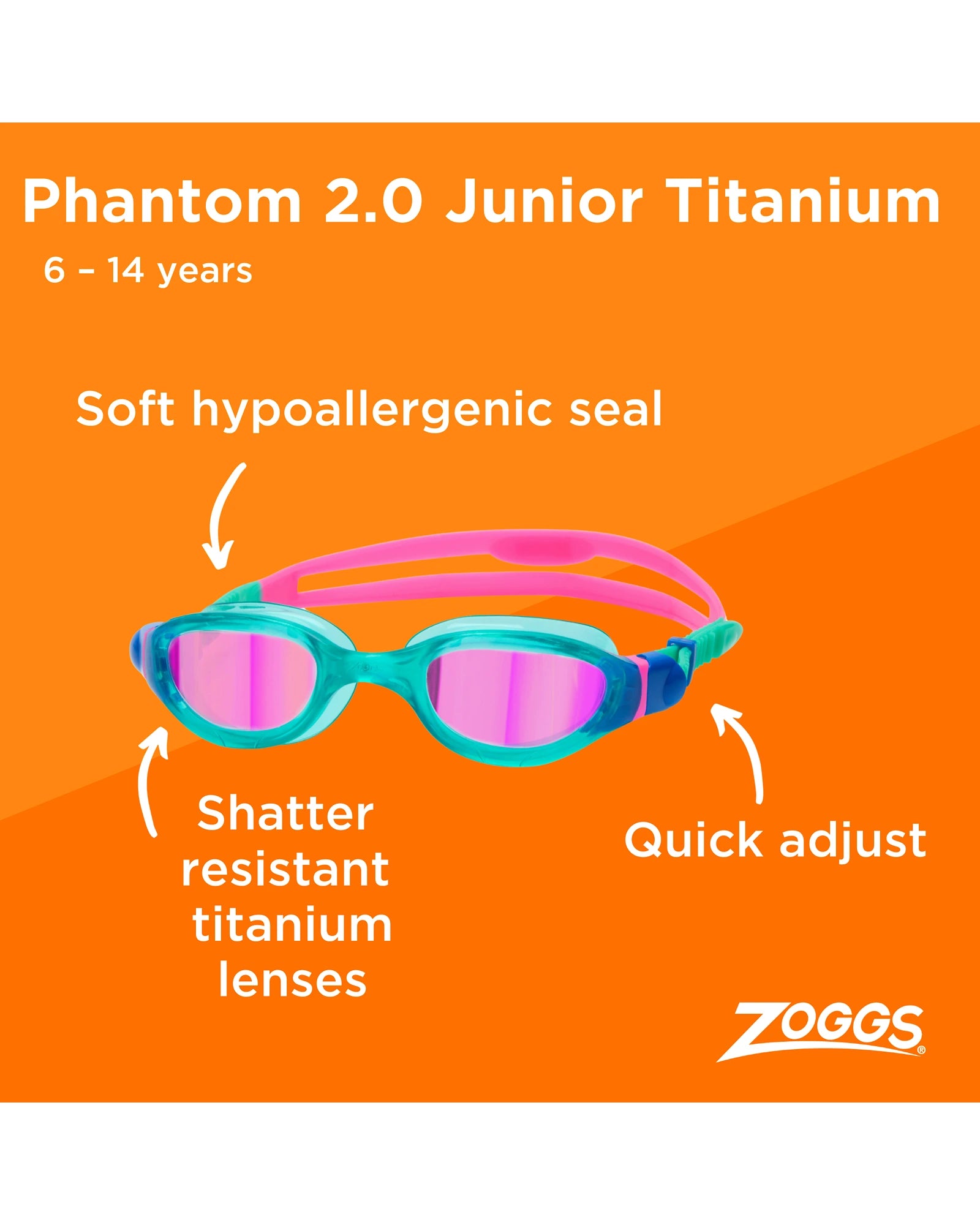 Zoggs Phantom 2.0 Junior Titanium Goggles