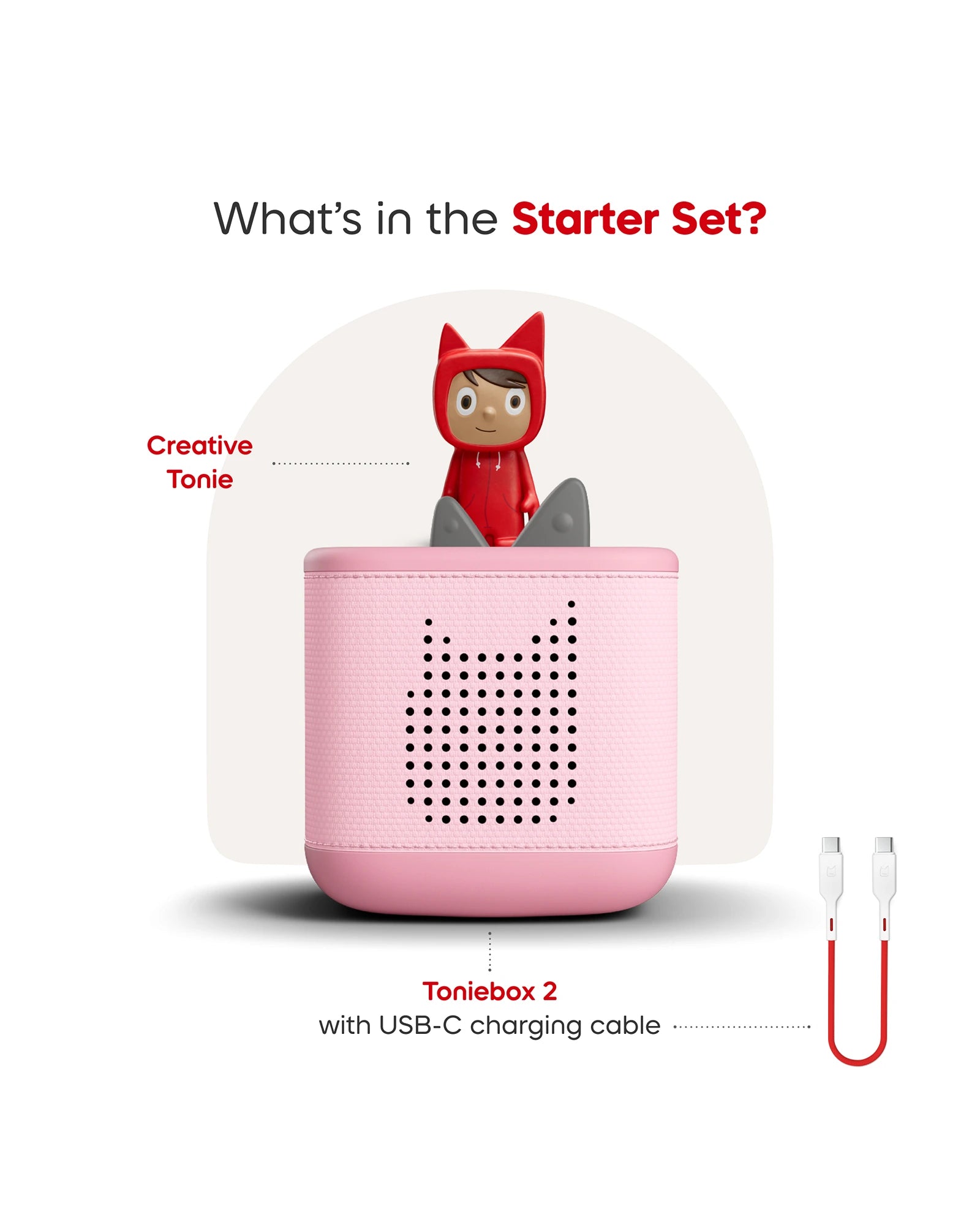 Tonies Toniebox 2 Starter Set with Creative Tonie Rubie - Cloud Pink