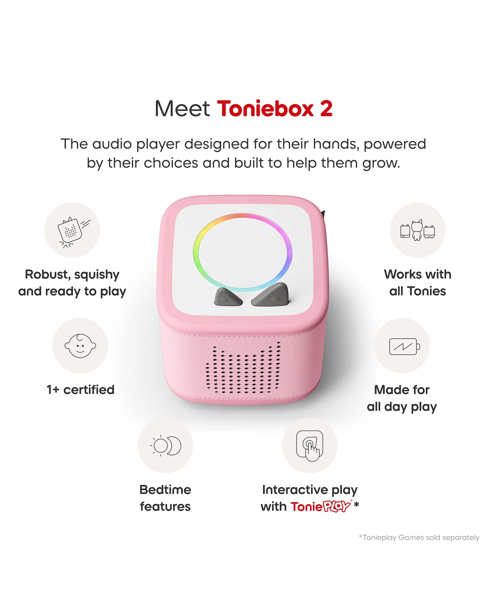 Tonies Toniebox 2 Starter Set with Creative Tonie Rubie - Cloud Pink