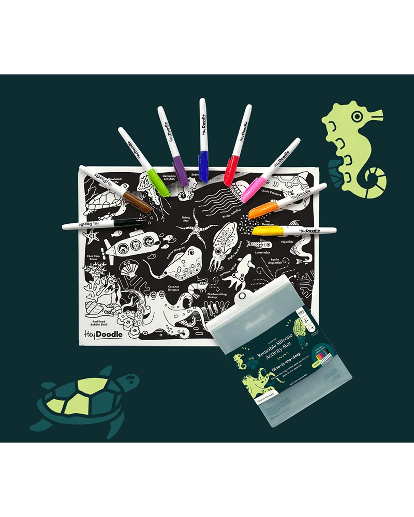 HeyDoodle Glow-in-the-deep Classic Colouring & Doodle Mat