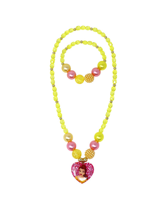 Pink Poppy Disney Belle Necklace and Bracelet Set