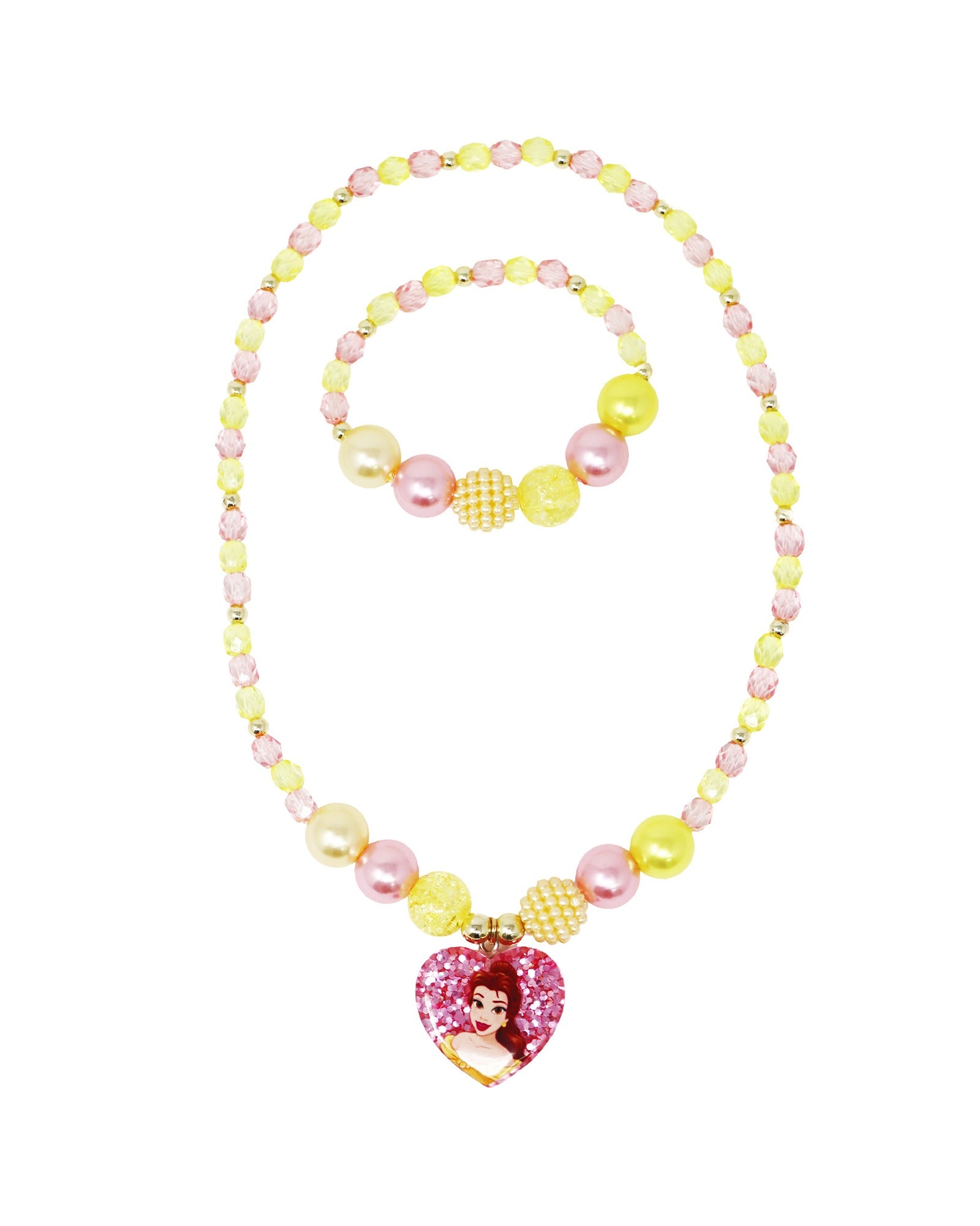 Pink Poppy Disney Belle Necklace and Bracelet Set