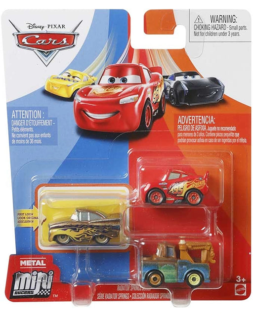 Disney Pixar Cars Mini Racers 3 Pack - Assorted