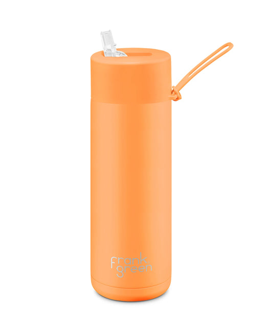 Neon Orange 20oz Reusable Bottle Ultimate Ceramic Straw