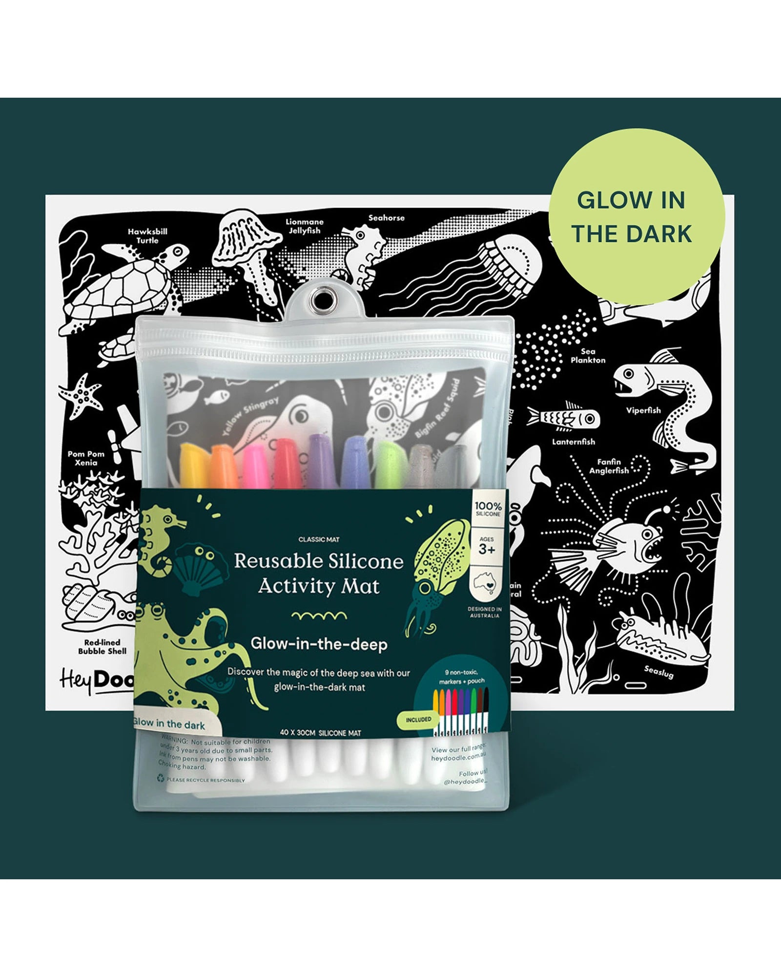 HeyDoodle Glow-in-the-deep Classic Colouring & Doodle Mat