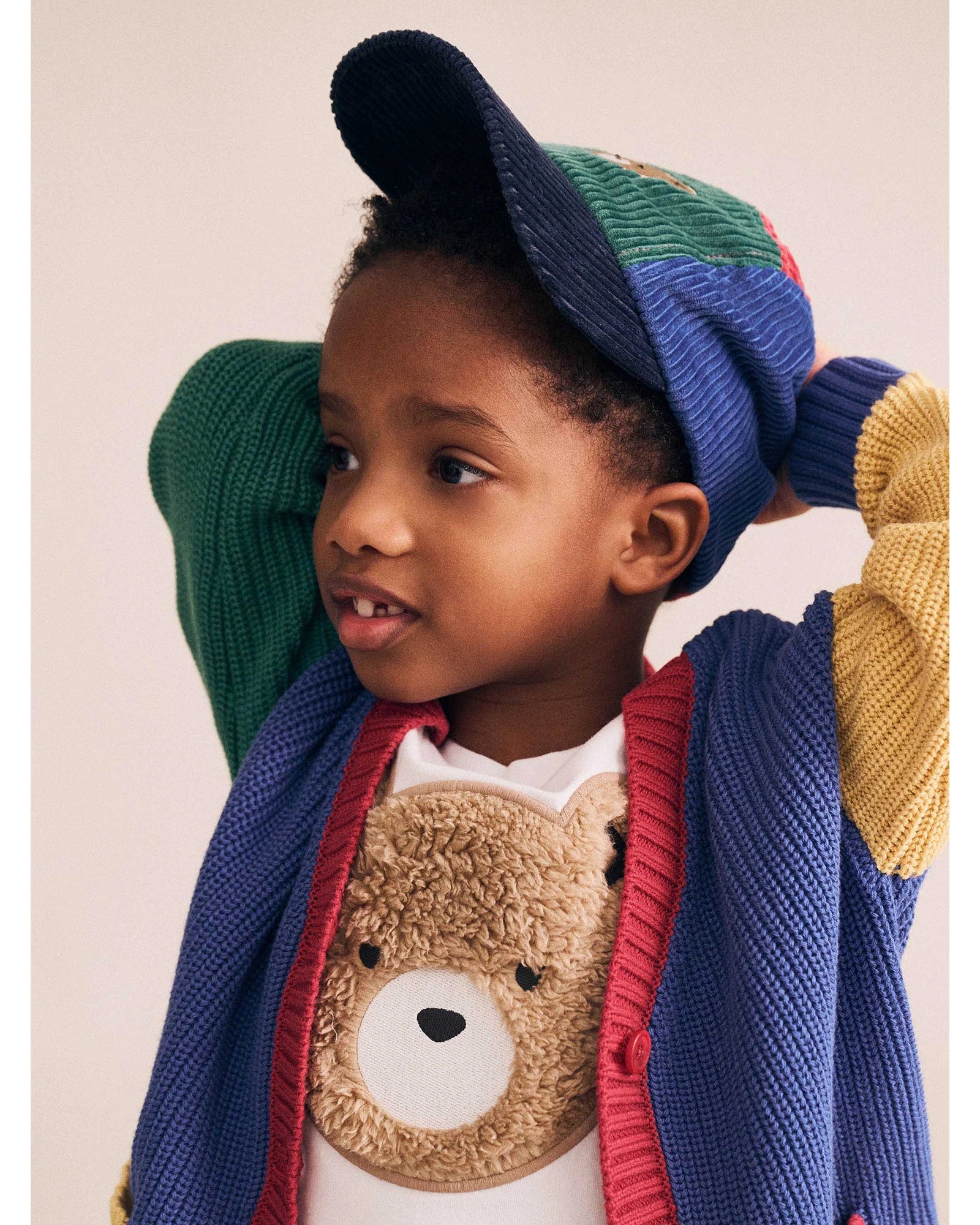 Colour Block Varsity Hux Cardi -Blue Multi