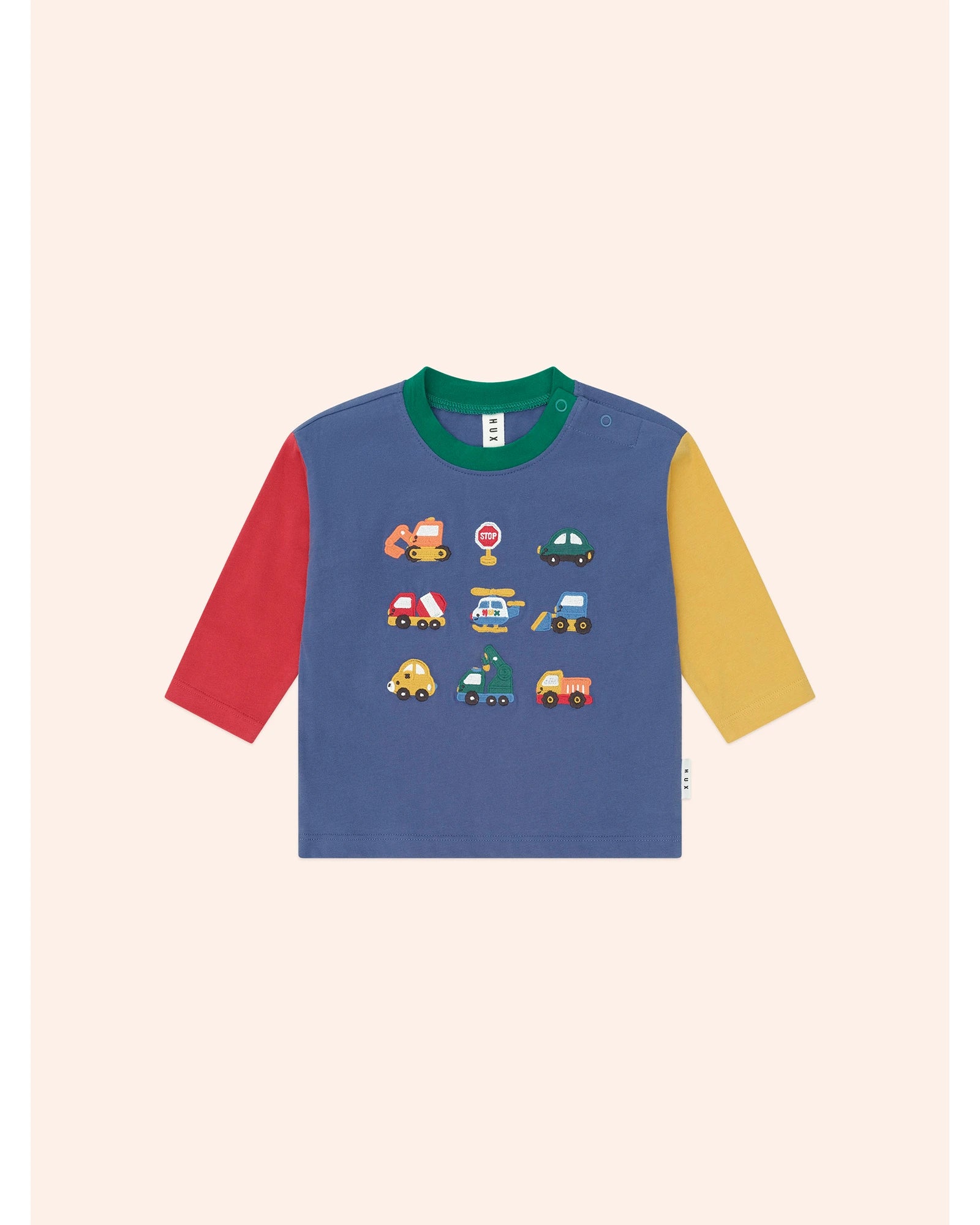 Colour Block Construction Top - Vintage Blue 1Yr