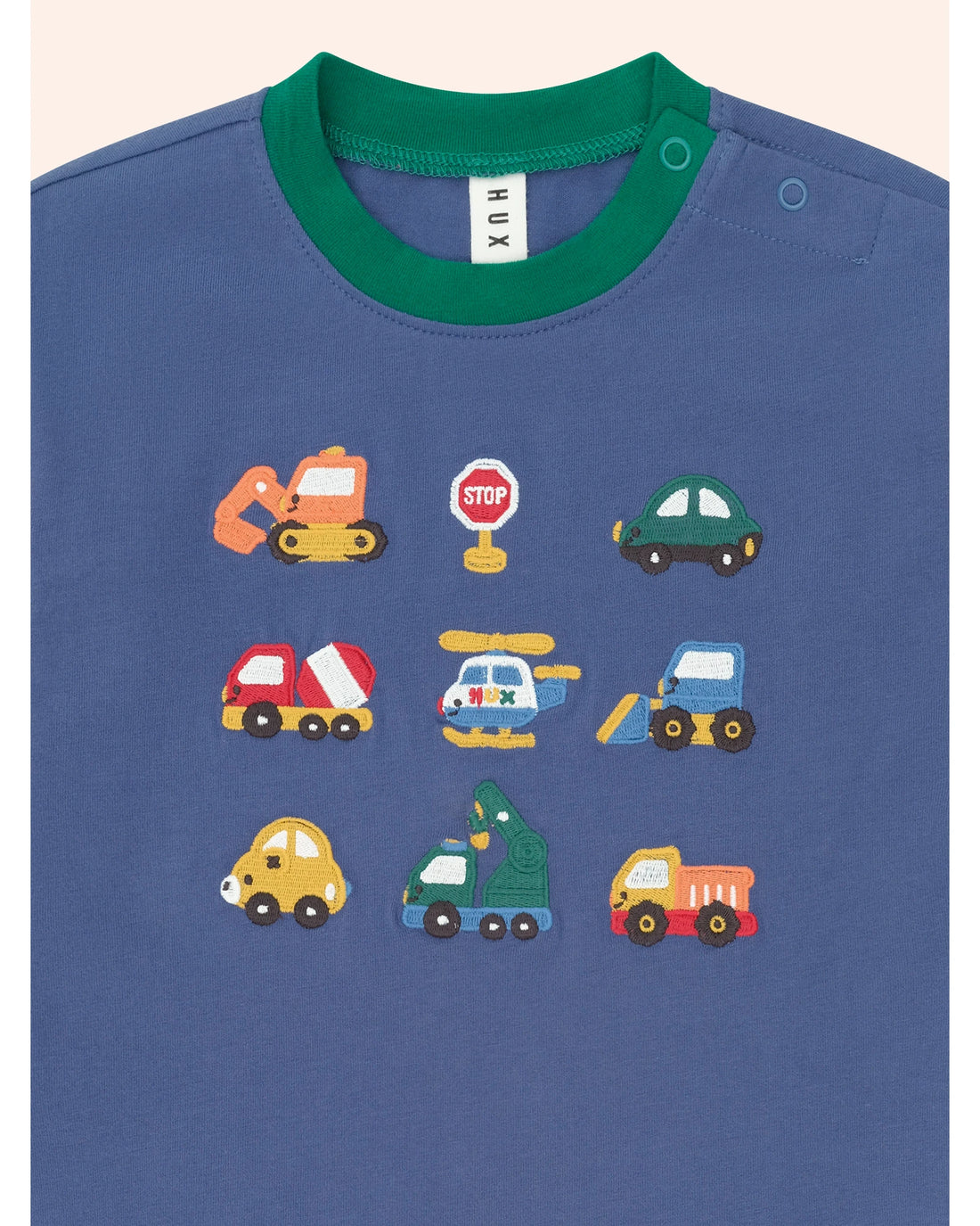 Colour Block Construction Top - Vintage Blue 1Yr