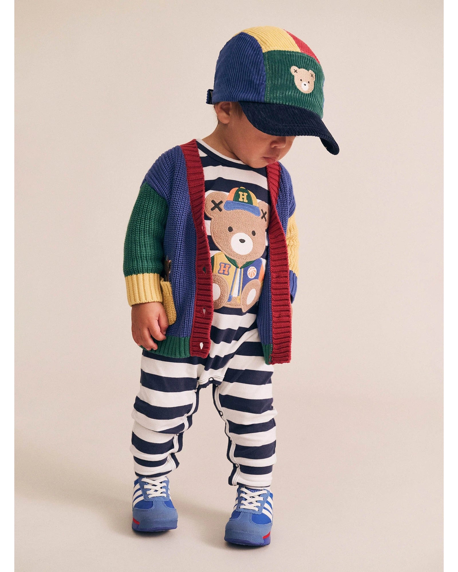 Colour Block Varsity Hux Cardi -Blue Multi