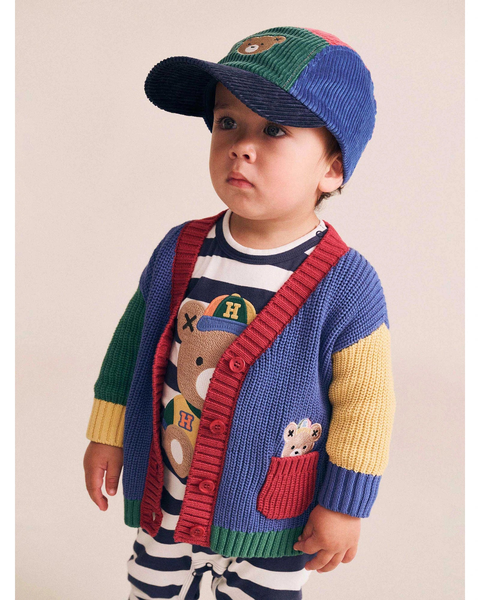 Colour Block Varsity Hux Cardi -Blue Multi