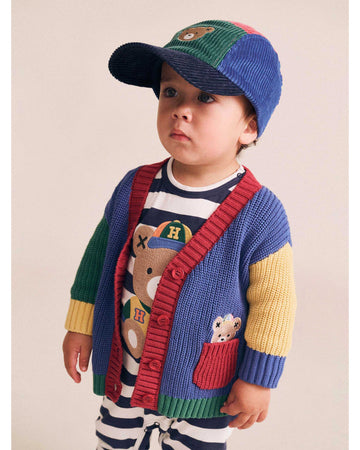 Colour Block Varsity Hux Cardi -Blue Multi