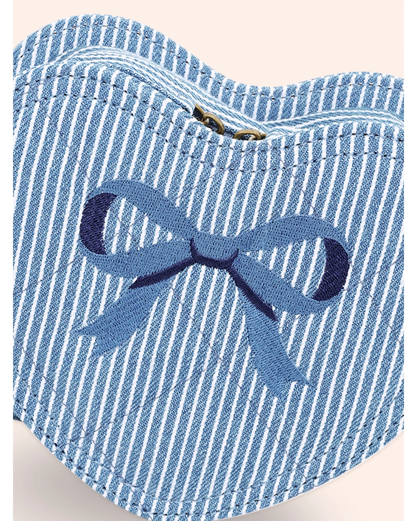Stripe Denim Bow Heart Handbag