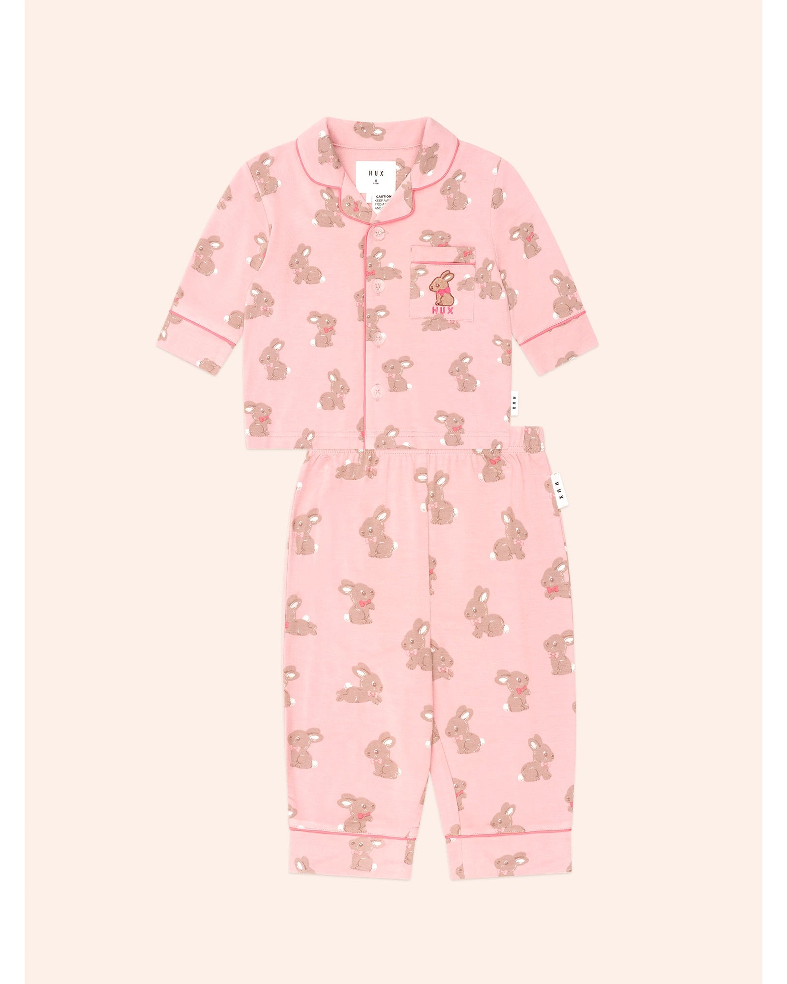 Dusty Pink Bunny Pj Set - Strawberry