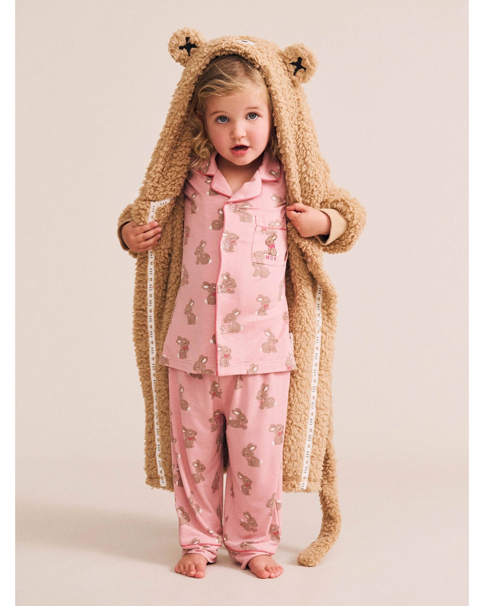 Dusty Pink Bunny Pj Set - Strawberry