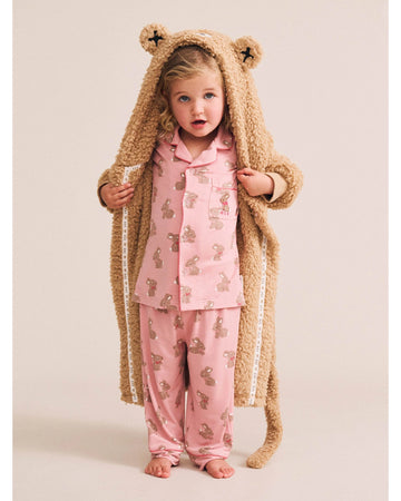 Dusty Pink Bunny Pj Set - Strawberry