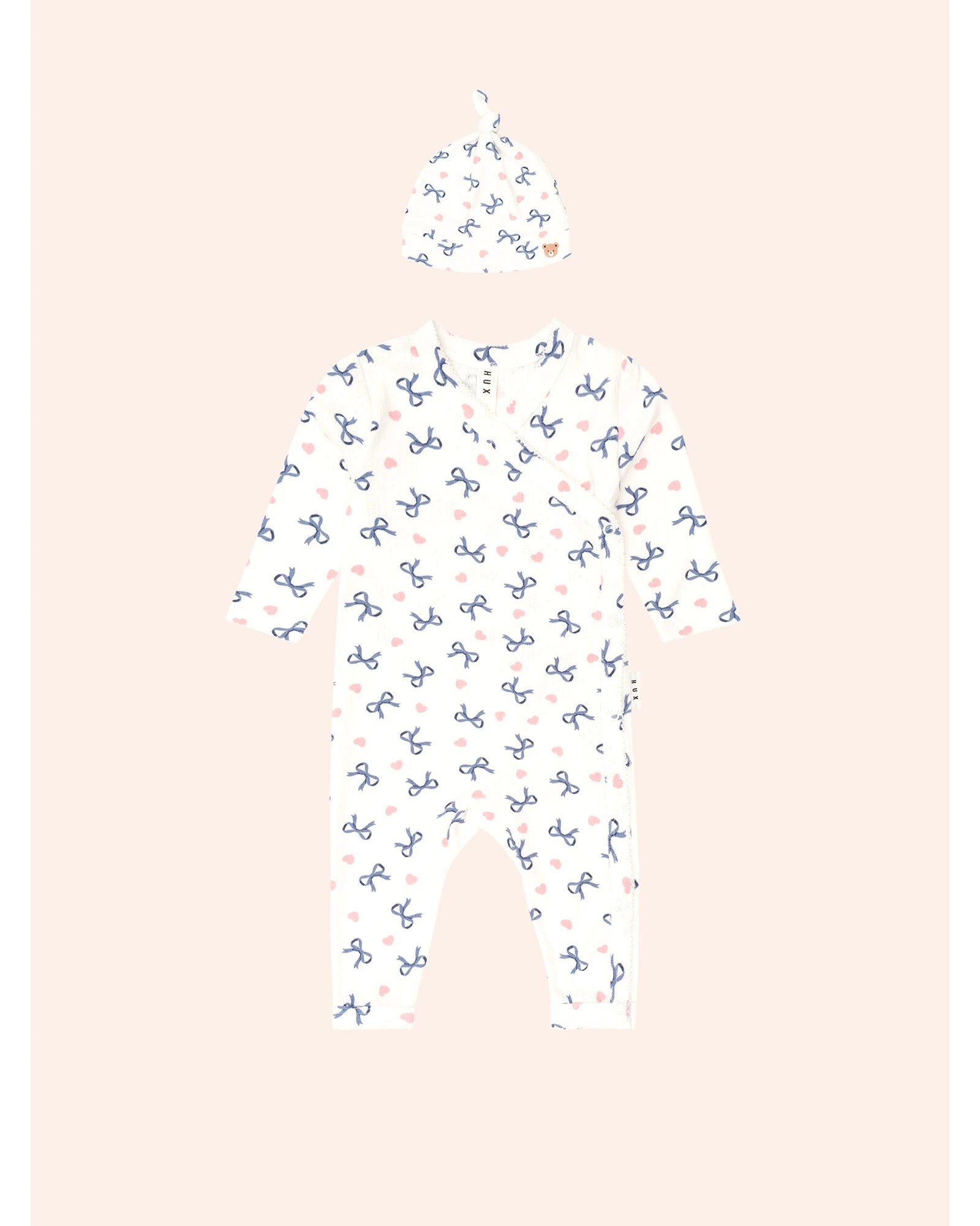 My First Hux Hearts And Bows Newborn Romper