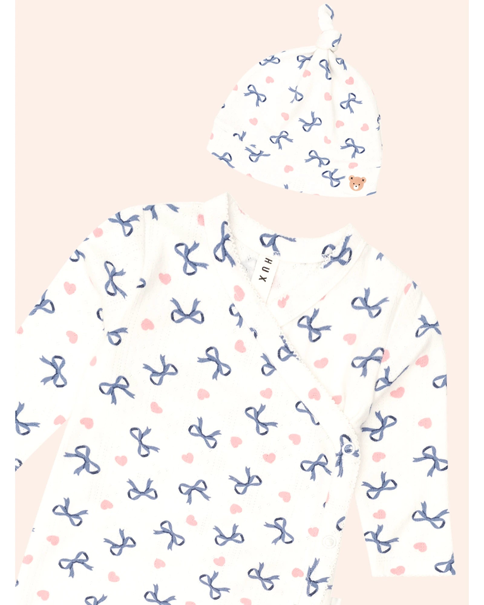My First Hux Hearts And Bows Newborn Romper