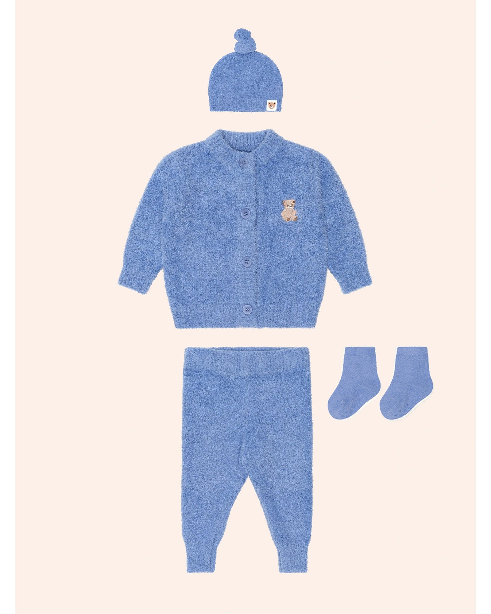 My First Hux Vintage Blue 4Pc Boucle Newborn Set
