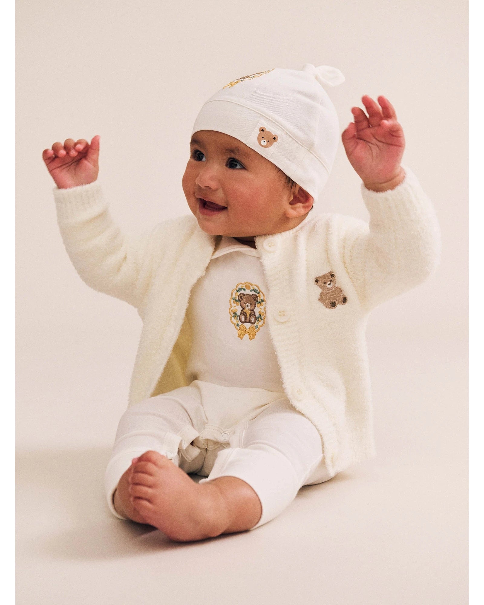 My First Hux Almond Milk 4Pc Boucle Newborn Set