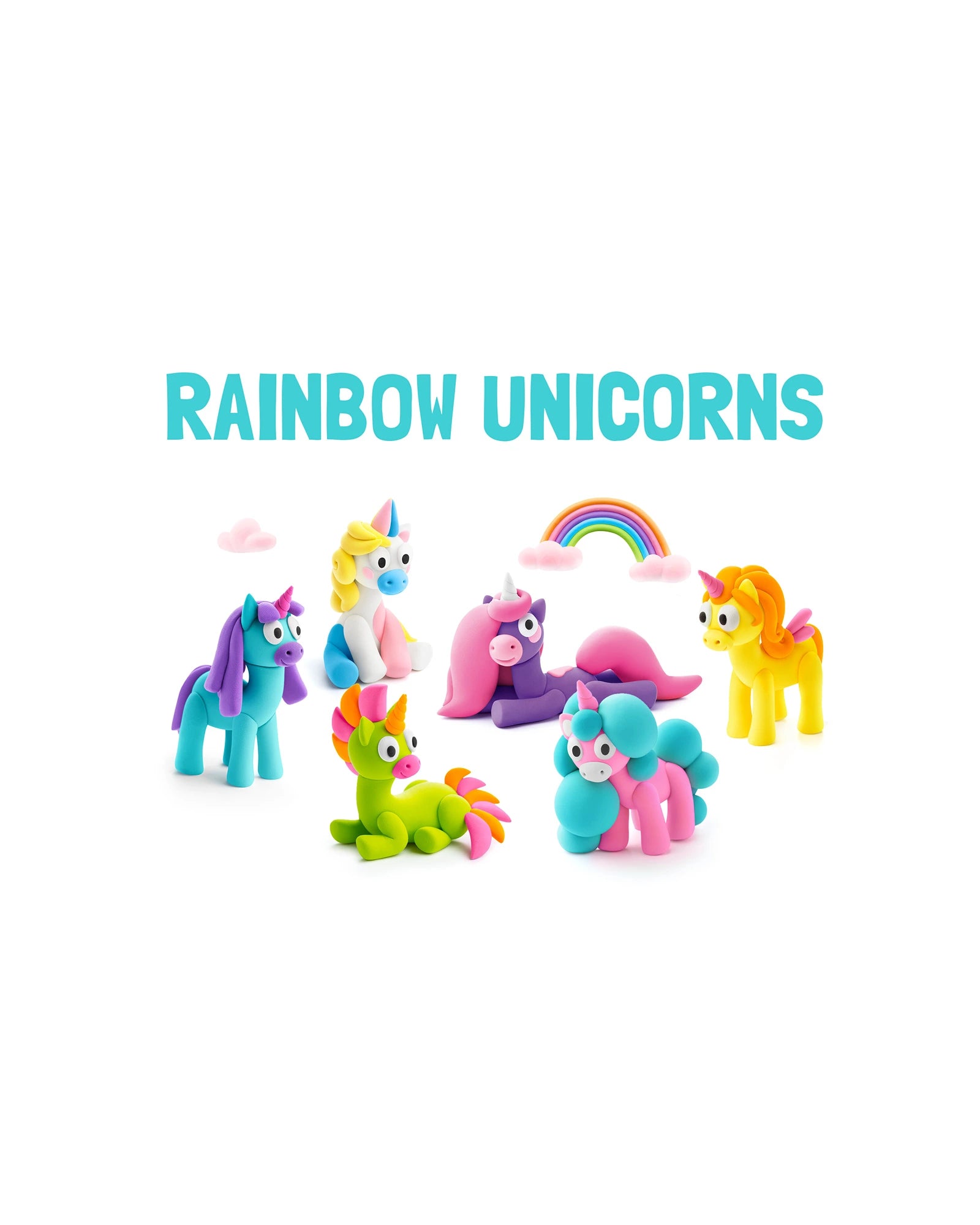 Hey Clay Rainbow Unicorns Set