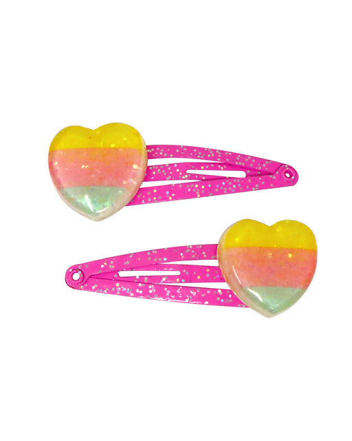 Pink Poppy Rainbow Heart Hair Clips