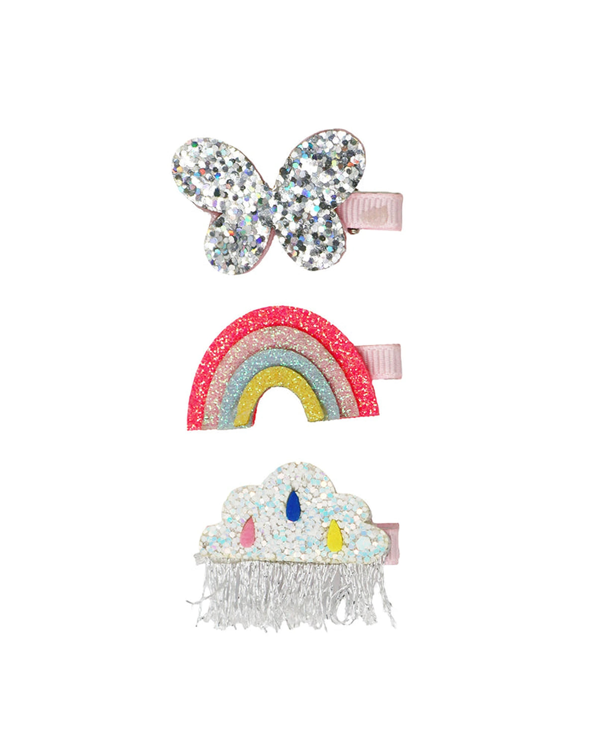 Glitter Rainbow and Cloud Hair Clips