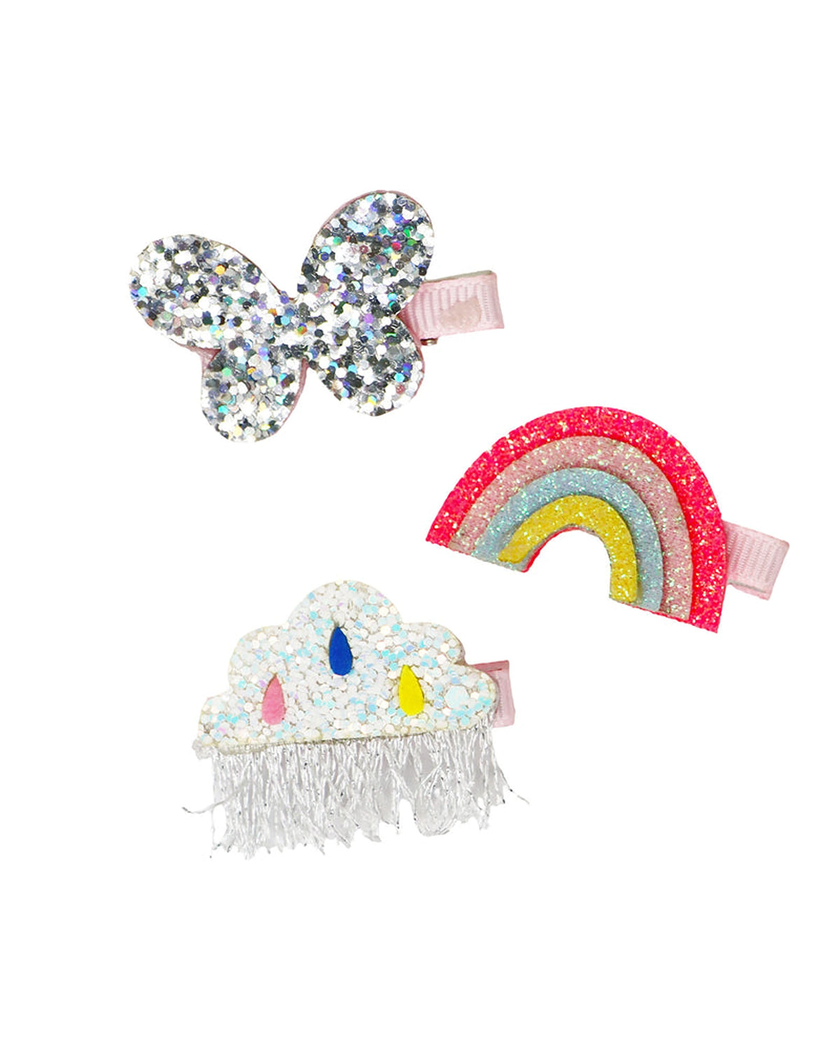 Glitter Rainbow and Cloud Hair Clips