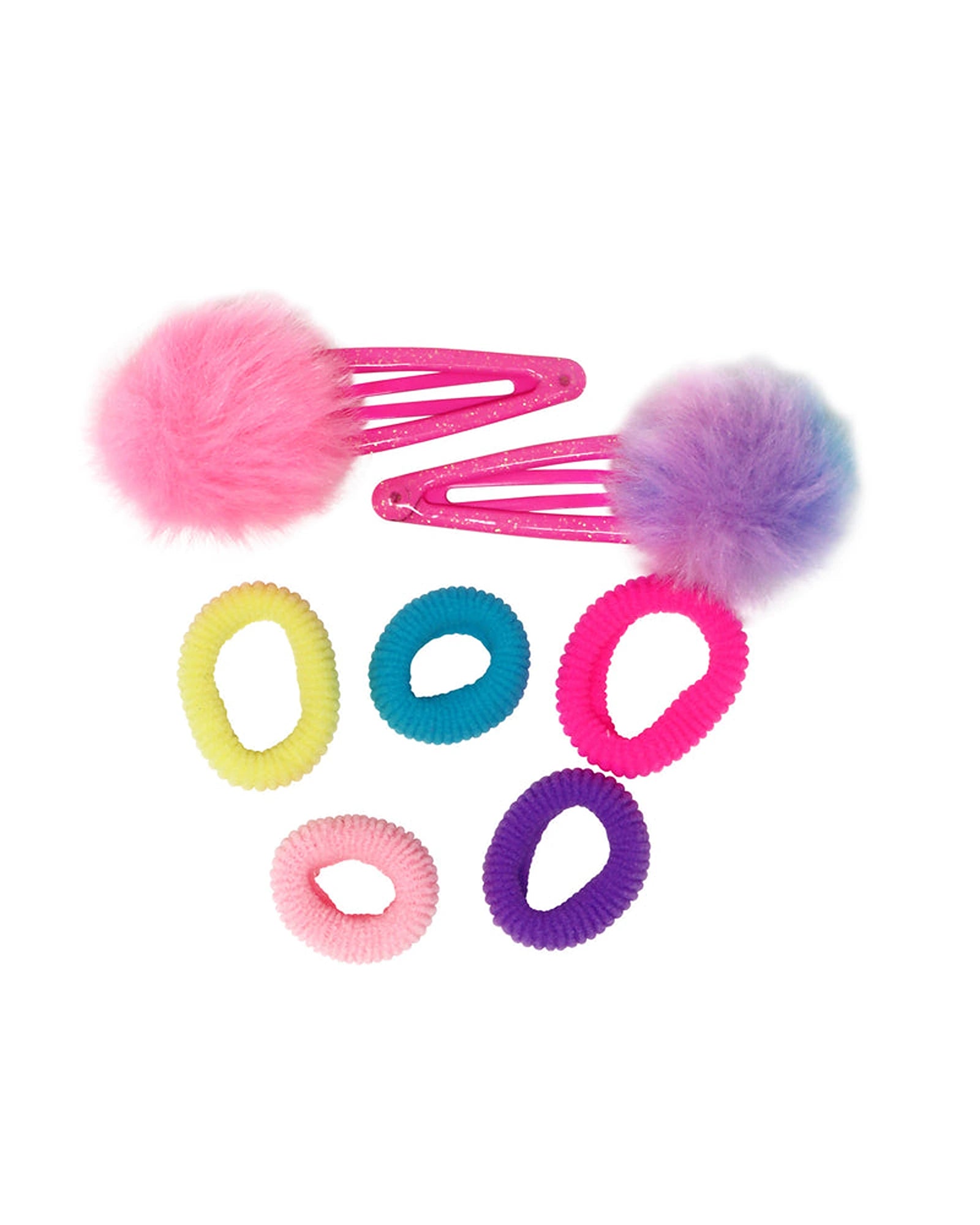 Pom Pom Hair Clips & Elastics - Assorted