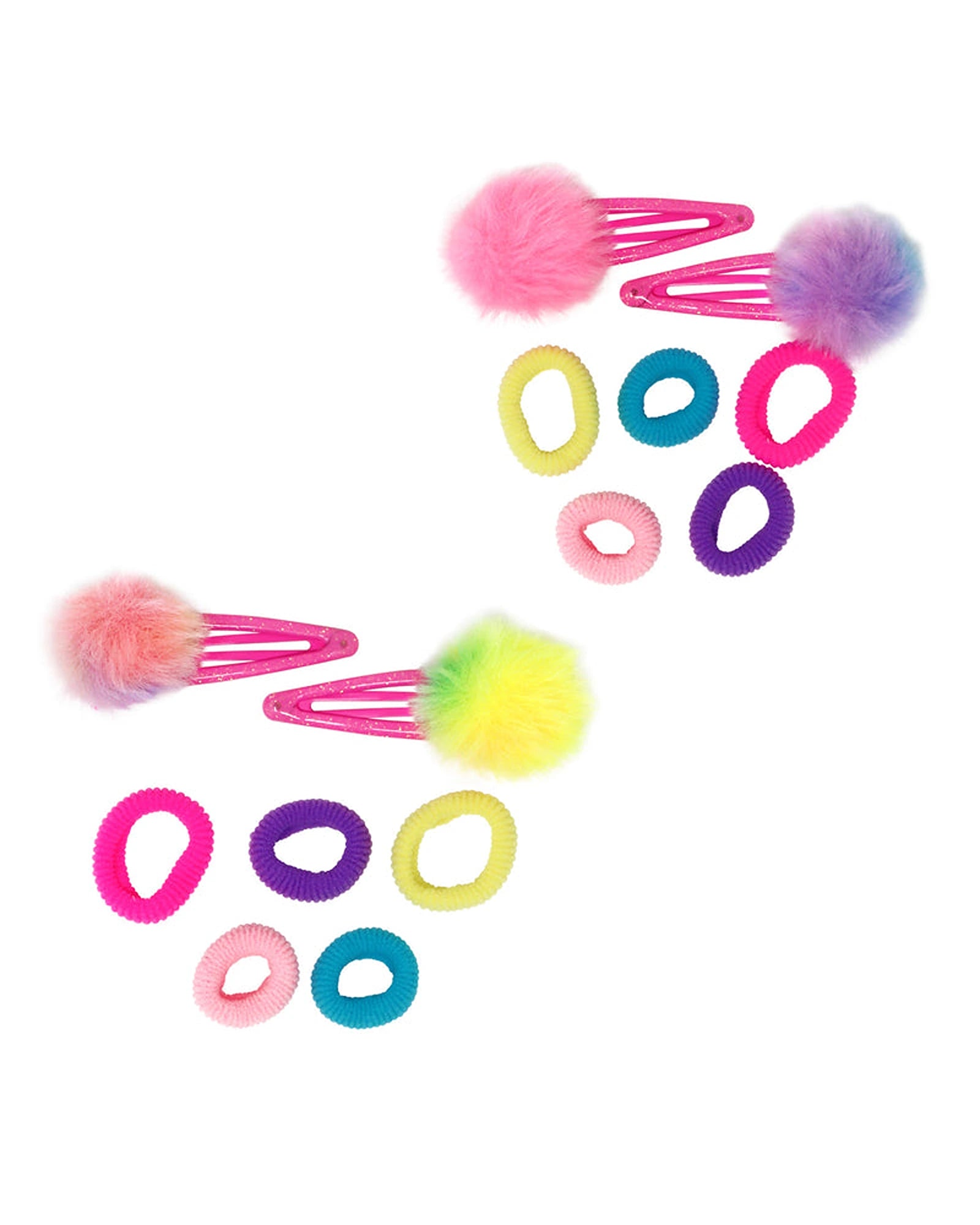 Pom Pom Hair Clips & Elastics - Assorted
