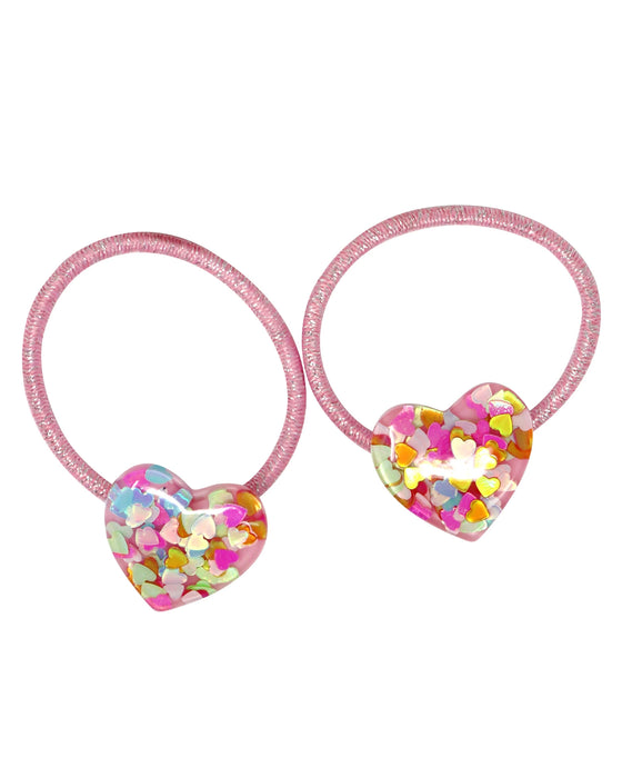 Pink Poppy Glitter Resin Heart Hair Accessories Set
